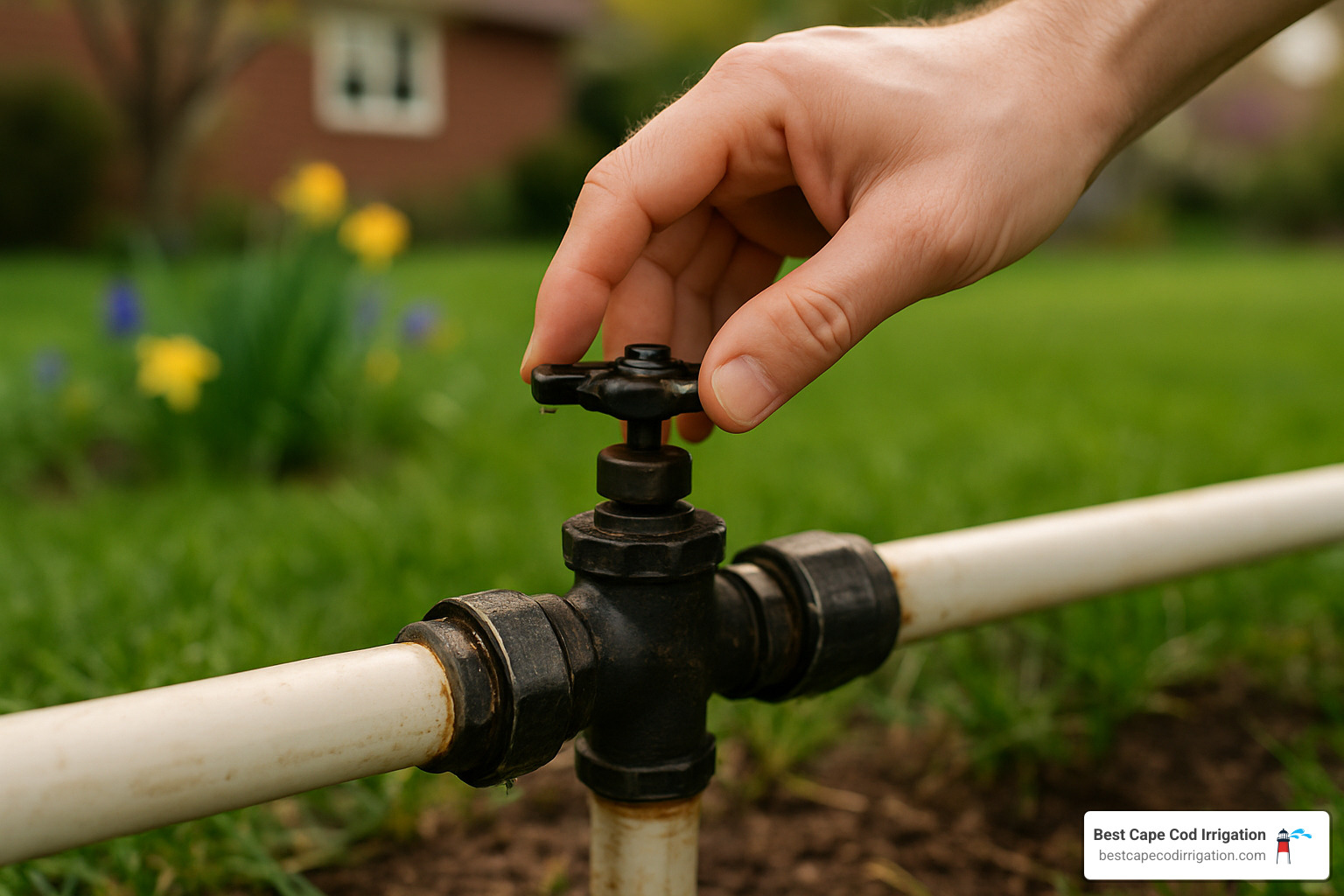 slow valve opening technique preventing water hammer damage - turning on sprinkler system in spring