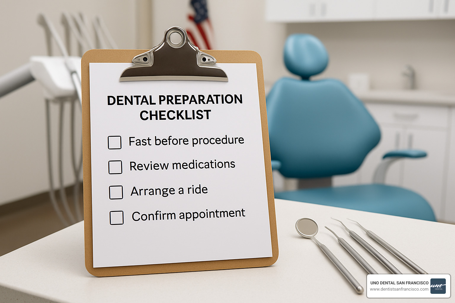 dental preparation checklist on clipboard - anesthesia dentist