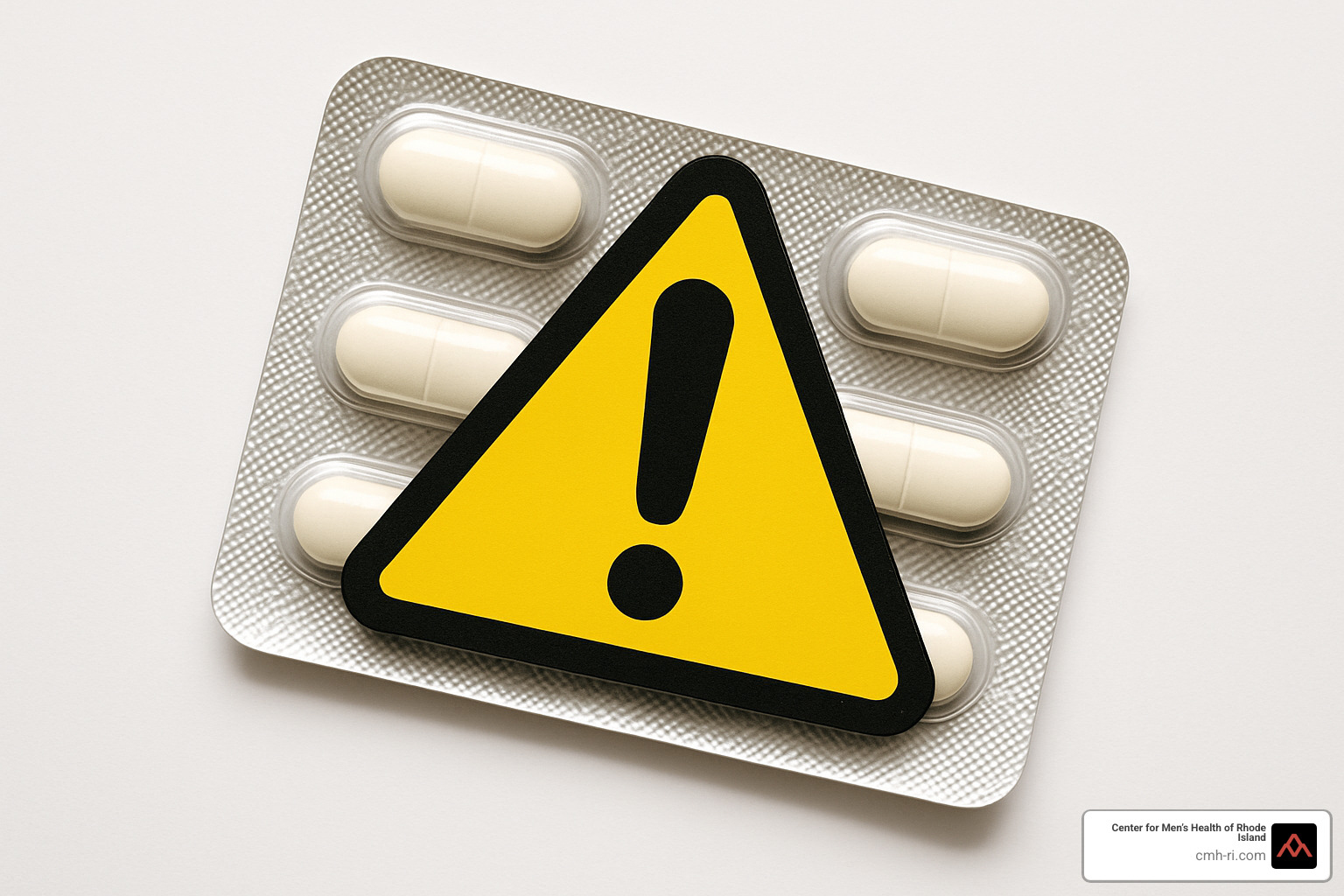 caution sign on pill packet - erectile dysfunction drugs