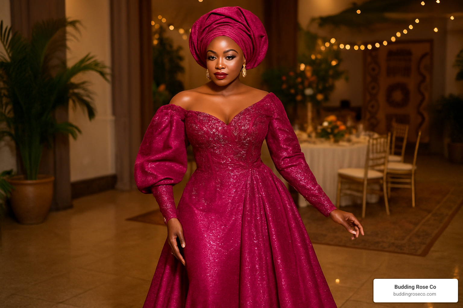 Magenta party gown perfect for Nigerian celebrations - buy dresses online in nigeria