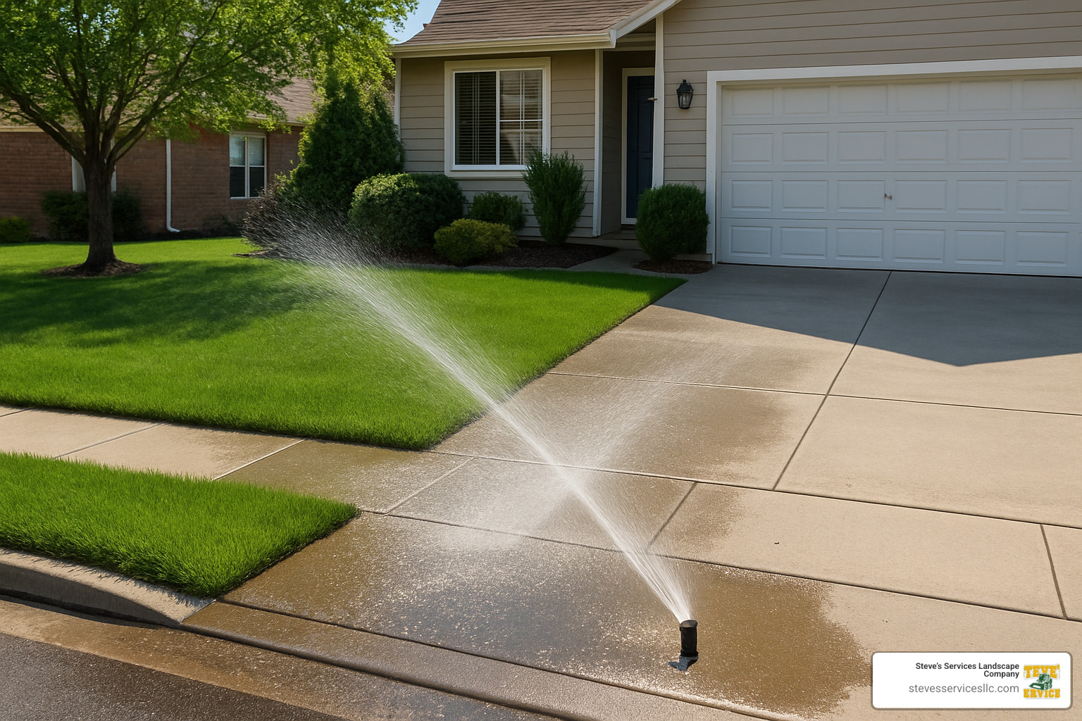 Sprinkler system overspray watering sidewalk and driveway instead of landscape - water efficient sprinkler system