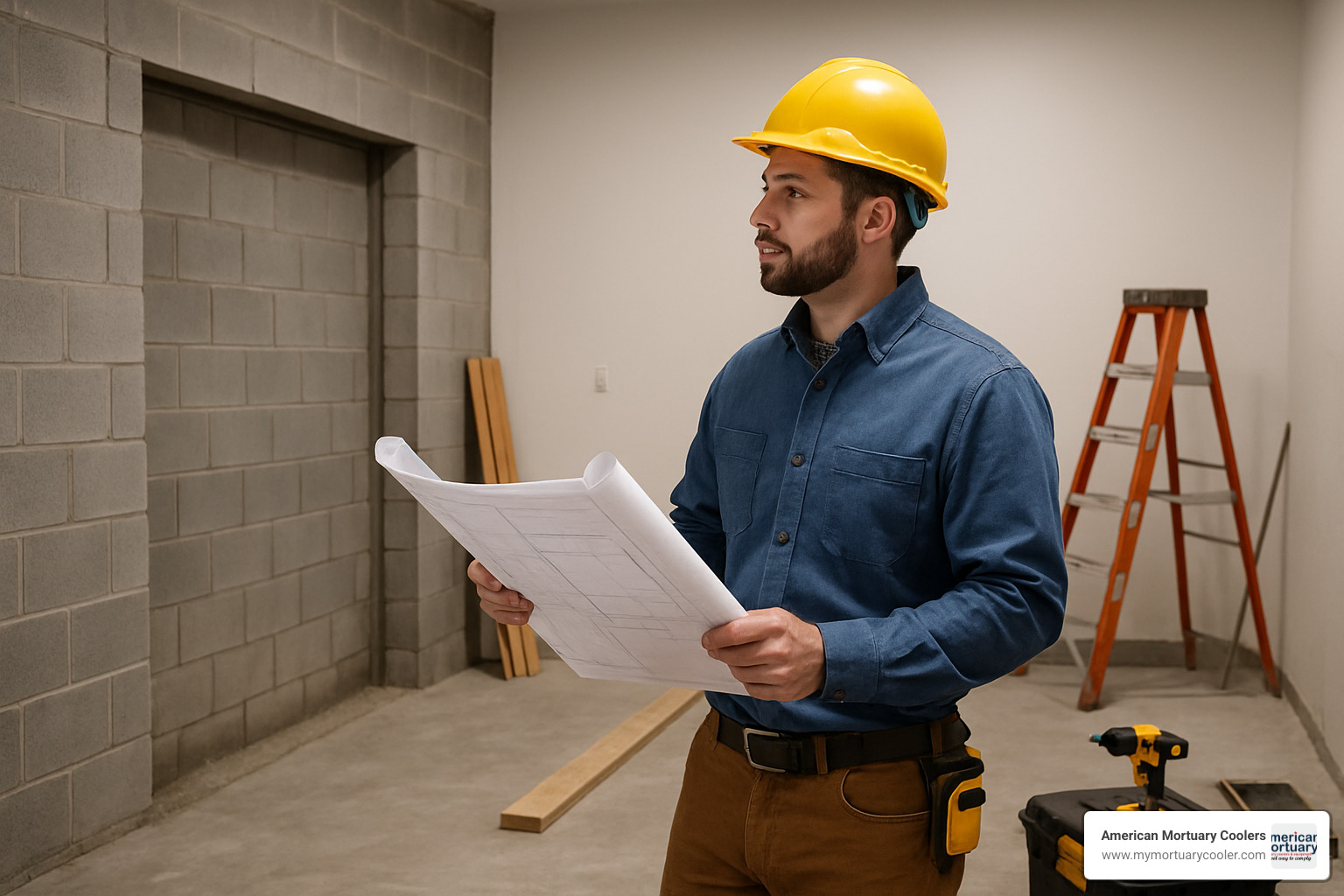 contractor assessing site - walk in cooler installation cost