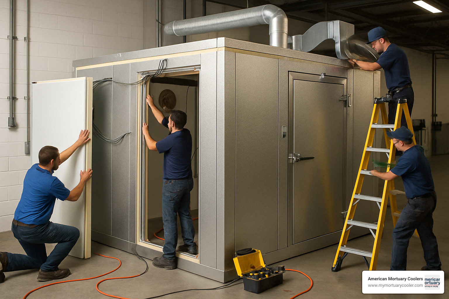 Commercial walk-in freezer installation showing proper site preparation - cost of walk in freezer