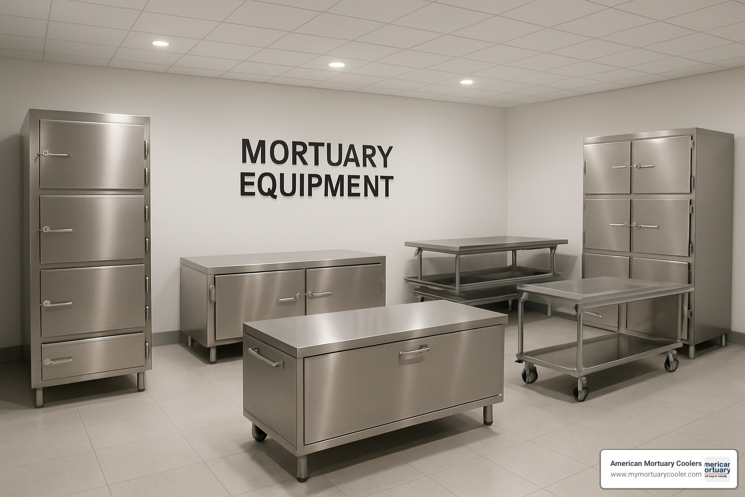 Professional mortuary equipment showroom displaying various body freezer models - body freezer for sale