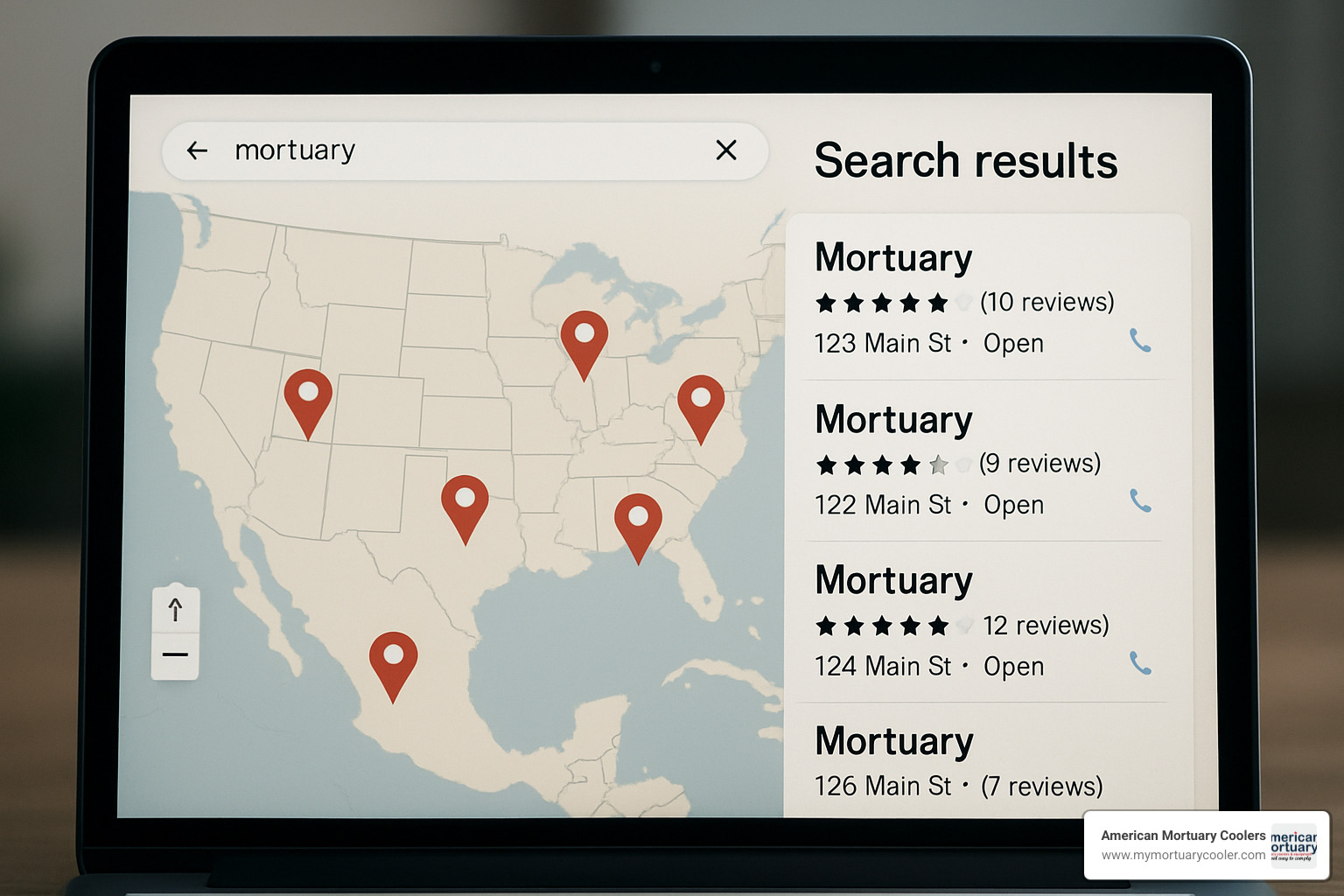 map search for local mortuary services - mortury