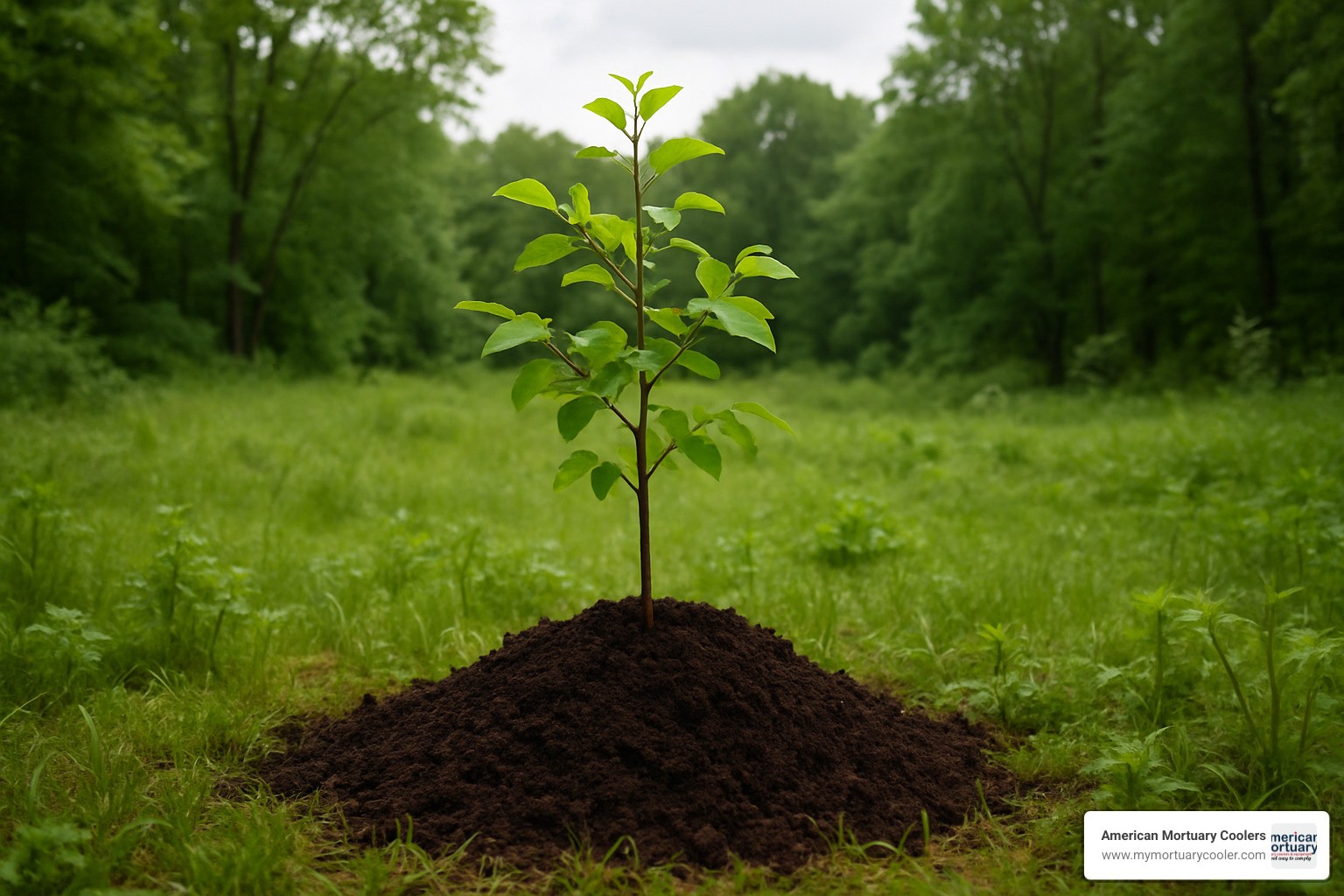 Tree planted with human compost soil growing in natural setting - how long does it take to compost a body