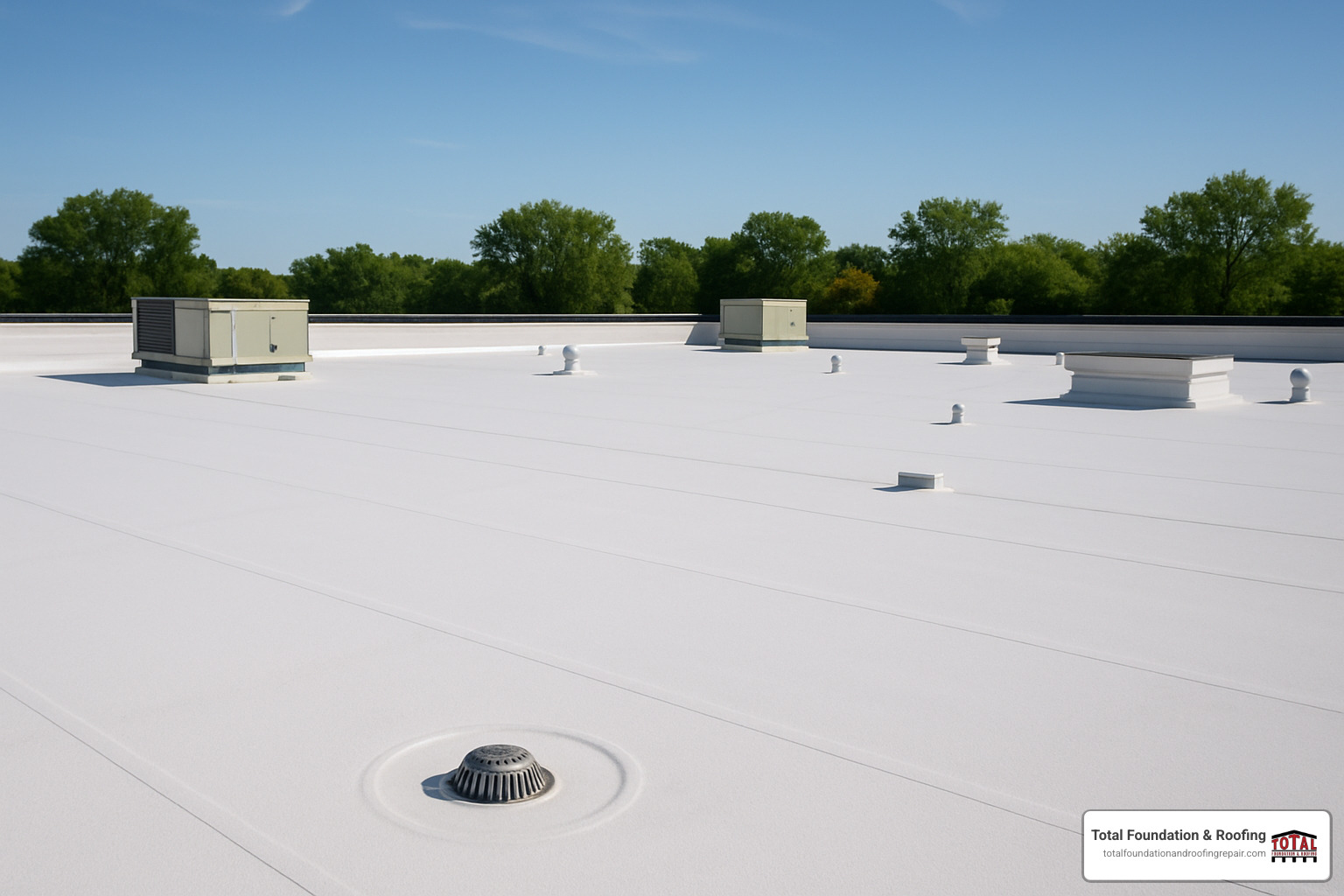 Well-maintained flat roof after professional maintenance - flat roof leak repair