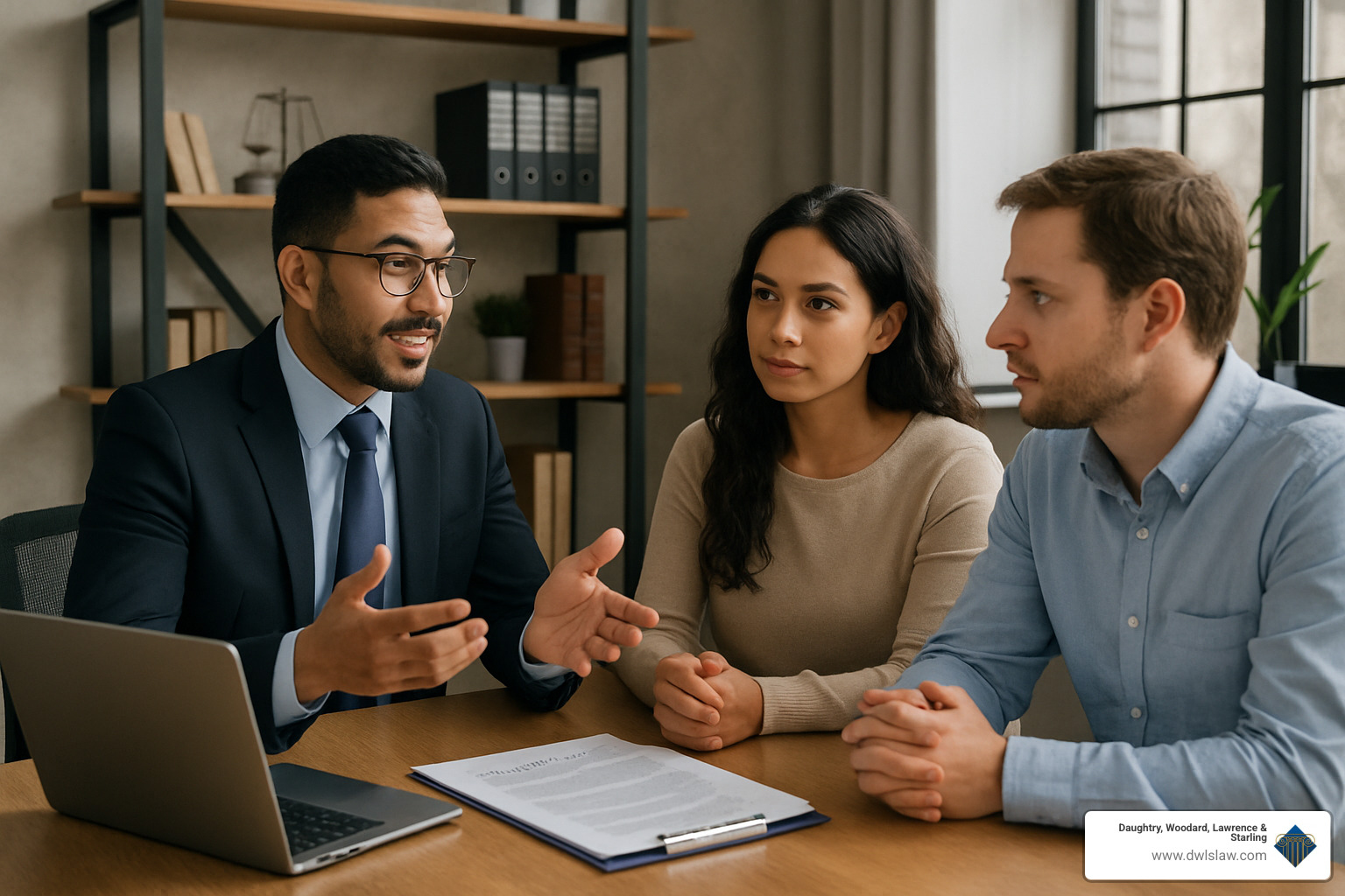 Bilingual attorney consulting with clients - Bilingual family law attorney