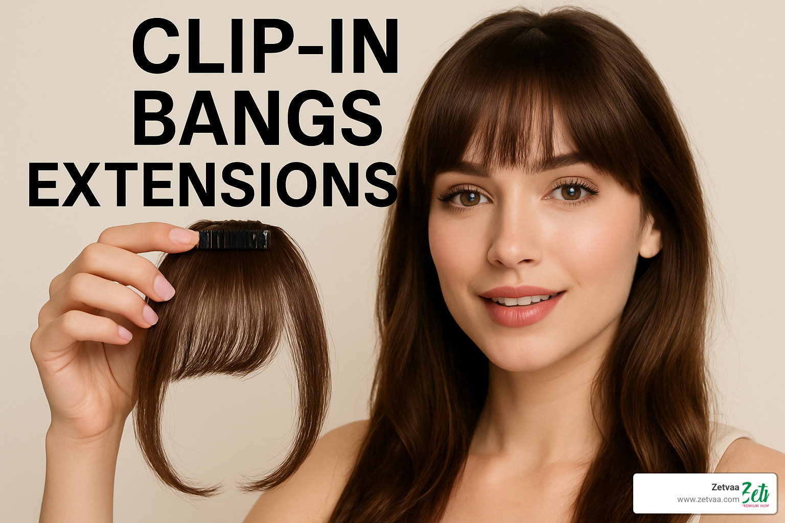 lineup of different clip-in bang styles showing variety in cuts and colors - Clip in bangs extensions