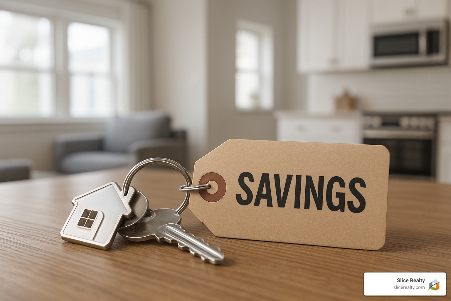 real estate keys with price tag showing savings - flat fee realtor Denver