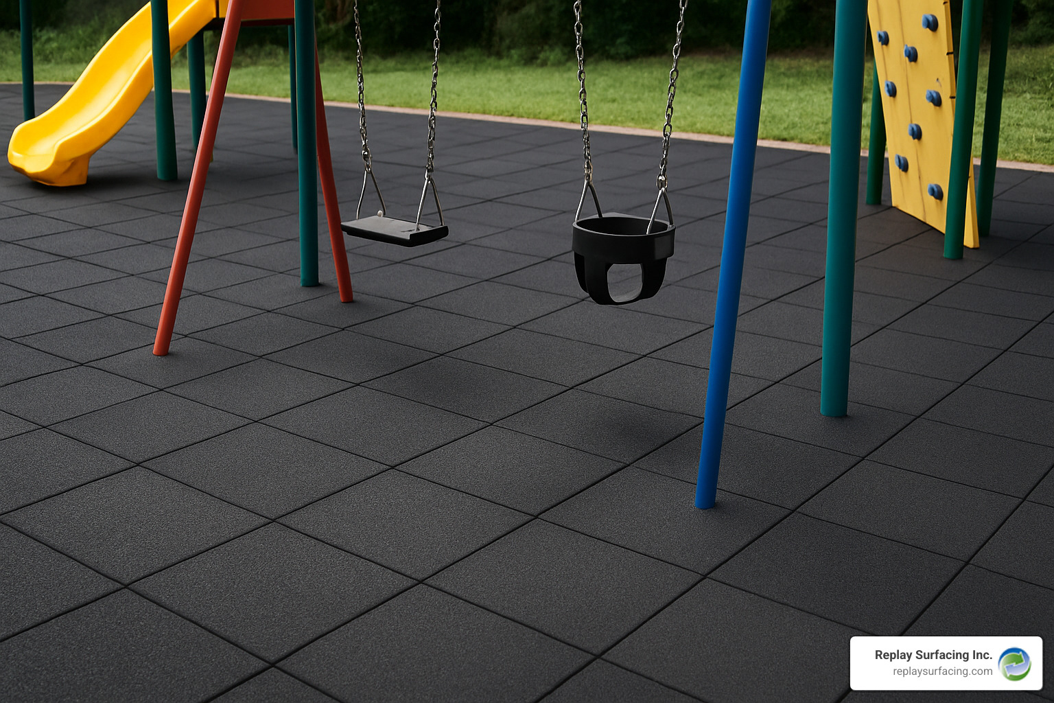 boxed playground mats ready for shipping with clear labeling and protective packaging - black playground mats