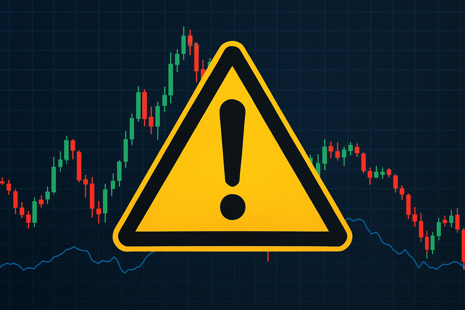 Warning sign overlaying a volatile cryptocurrency price chart - crypto etf