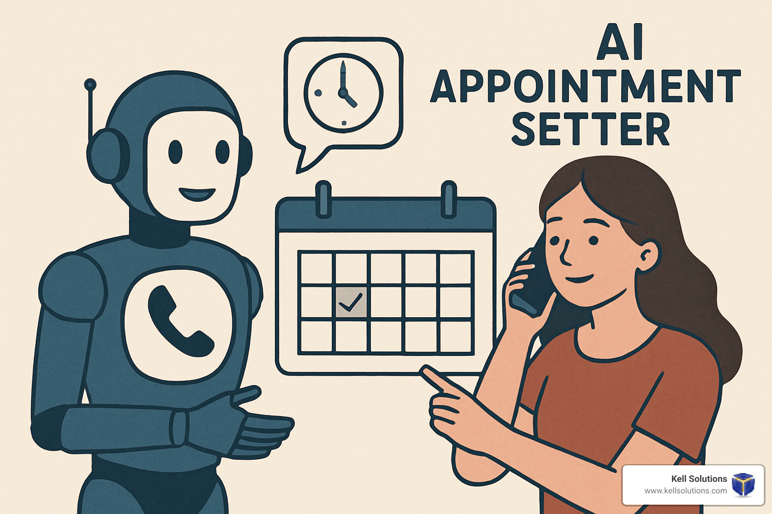 Collage showing different industry sectors using AI appointment setters: healthcare, real estate, SaaS, home services, professional services, education, call centers, and field service - AI appointment setter