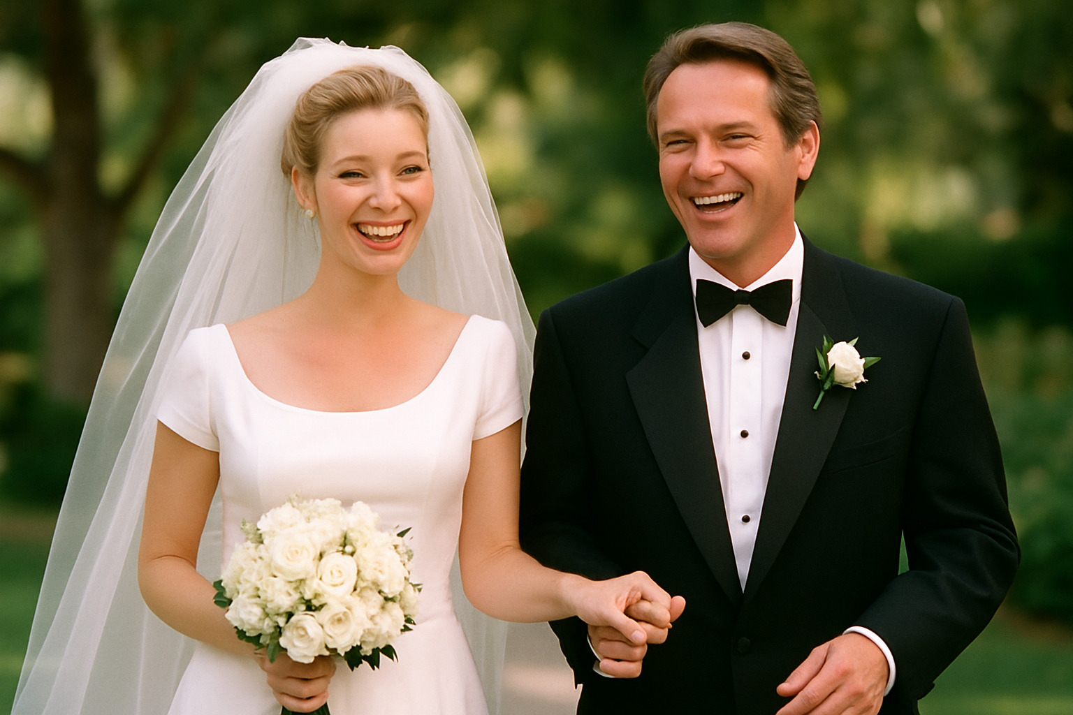Wedding day photo of Lisa Kudrow and Michel Stern from 1995 -  lisa kudrow