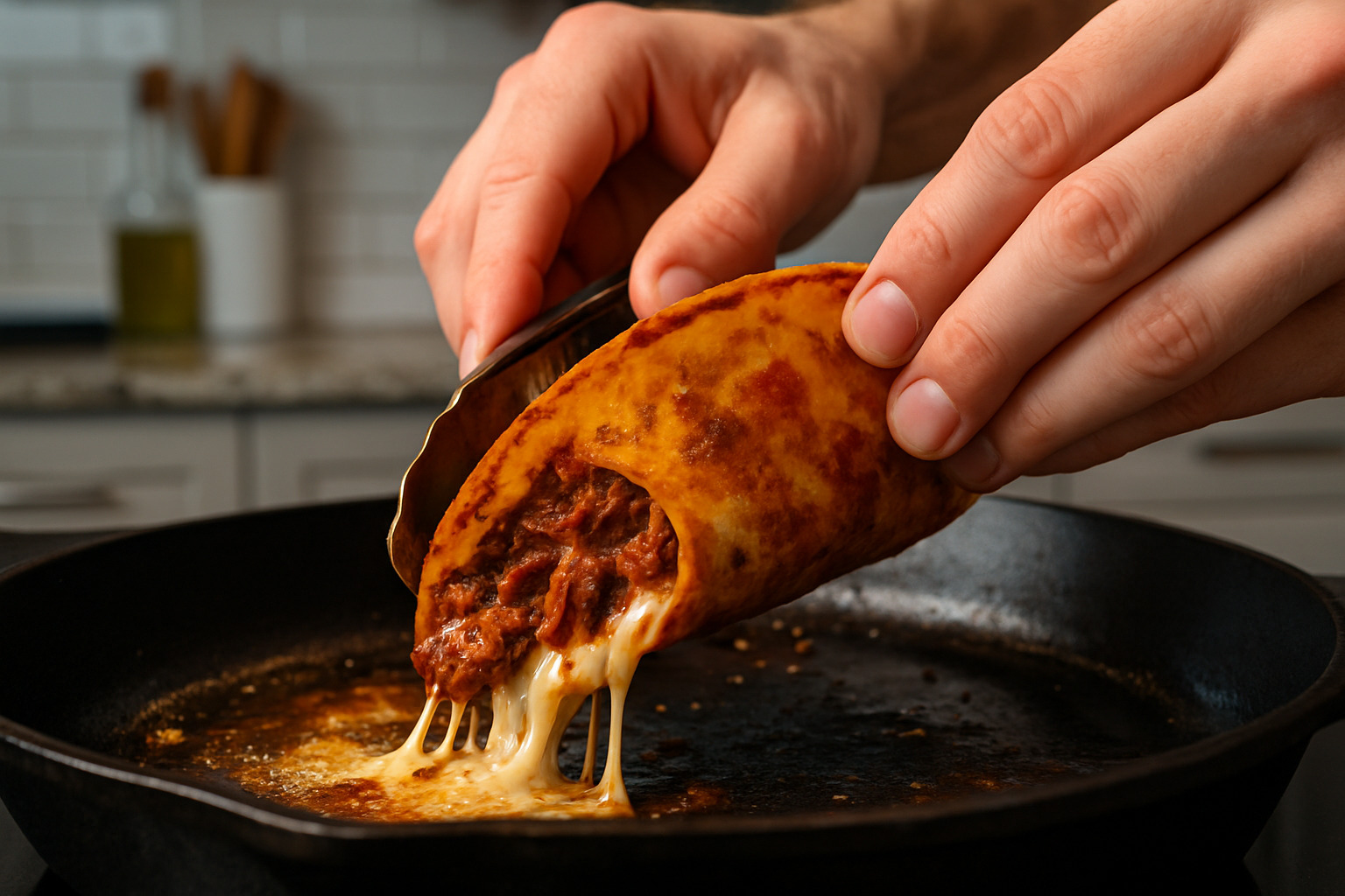 taco flipping action in skillet - birria tacos taco flipping action in skillet - birria tacos