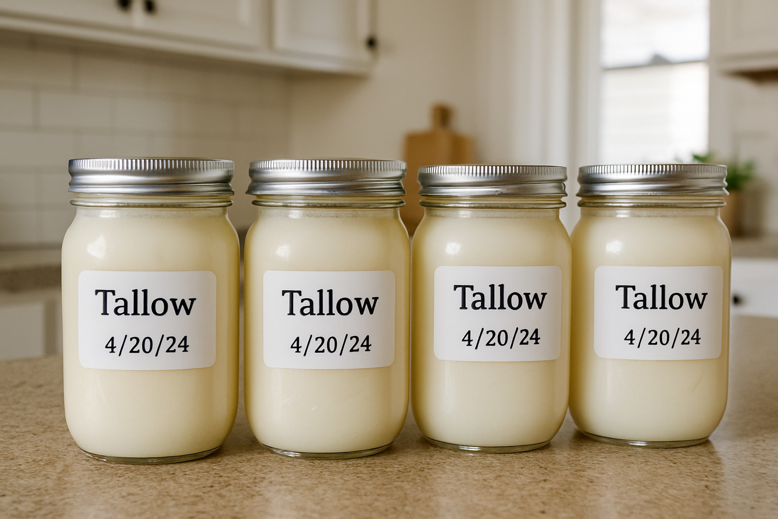 labeled mason jars containing tallow - tallow