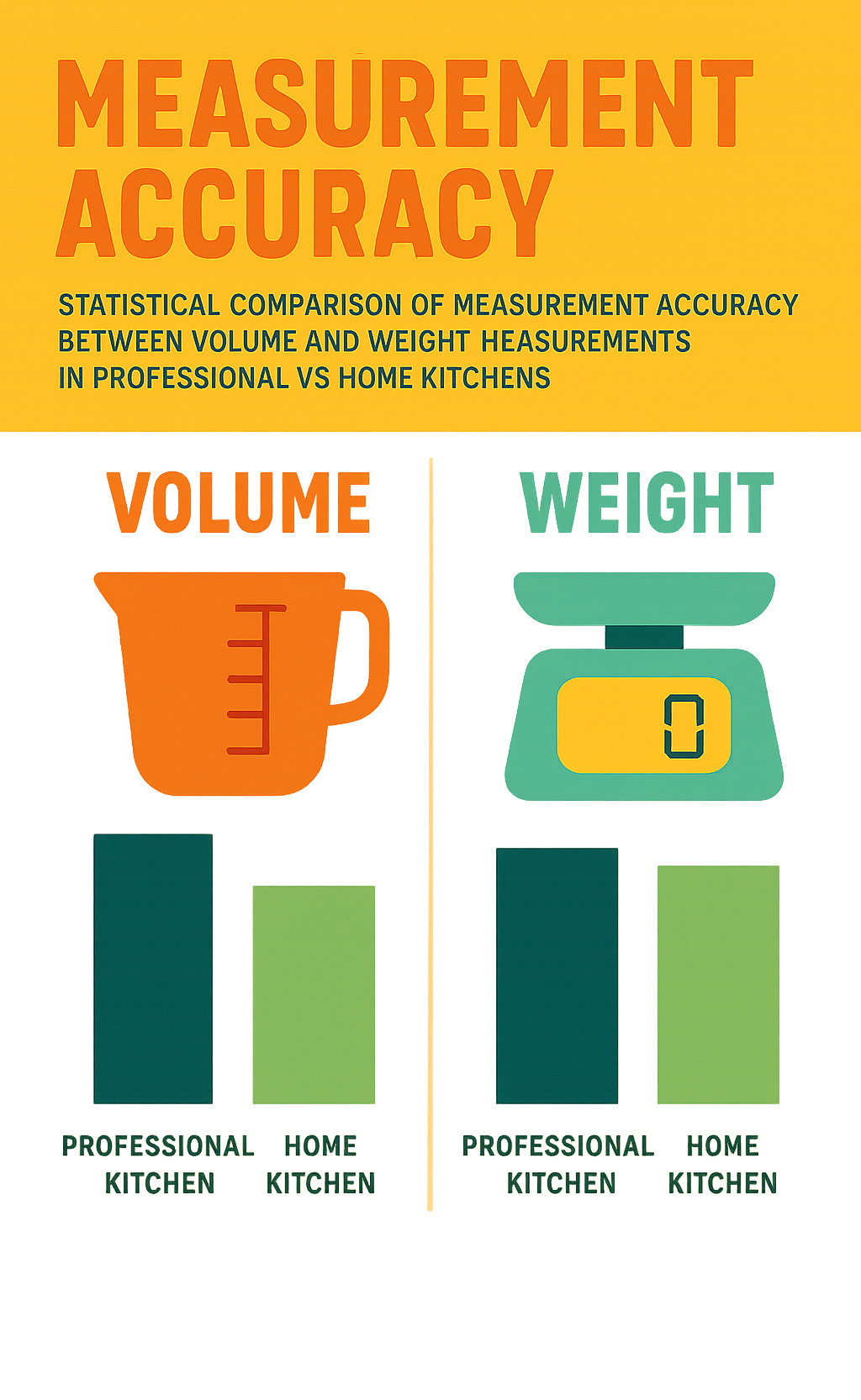 statistical comparison of measurement accuracy between volume and weight measurements in professional vs home kitchens - how many tablespoons in a cup infographic 