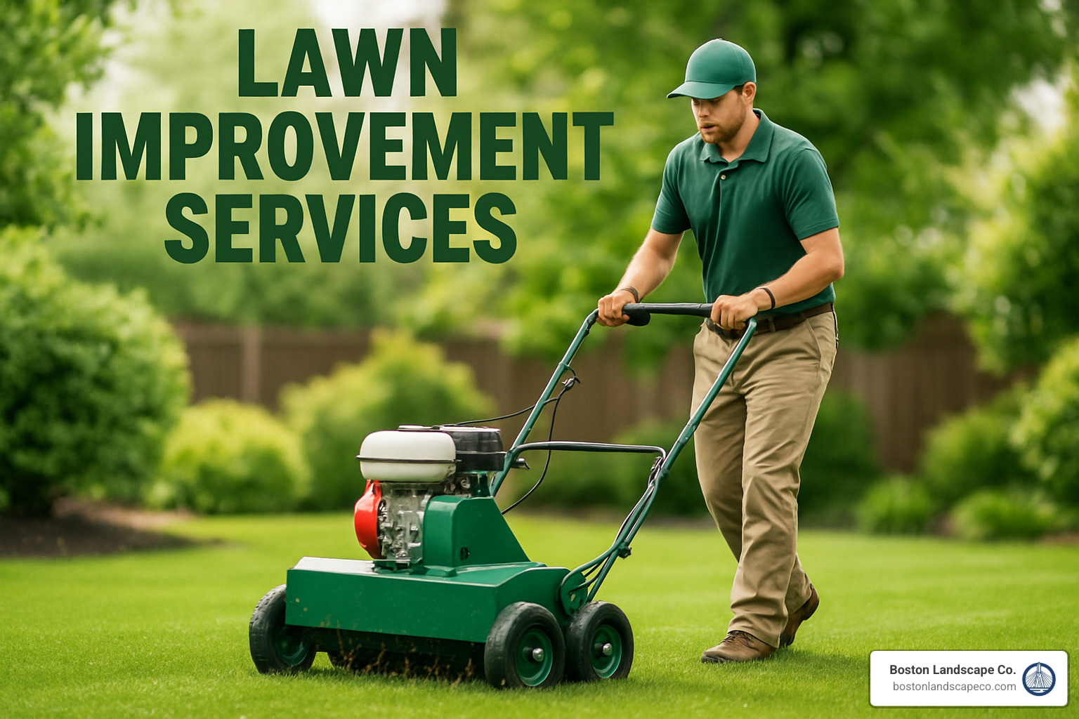 Seasonal lawn care timeline showing monthly activities from March through November, with icons for each treatment type and optimal timing windows - Lawn improvement services