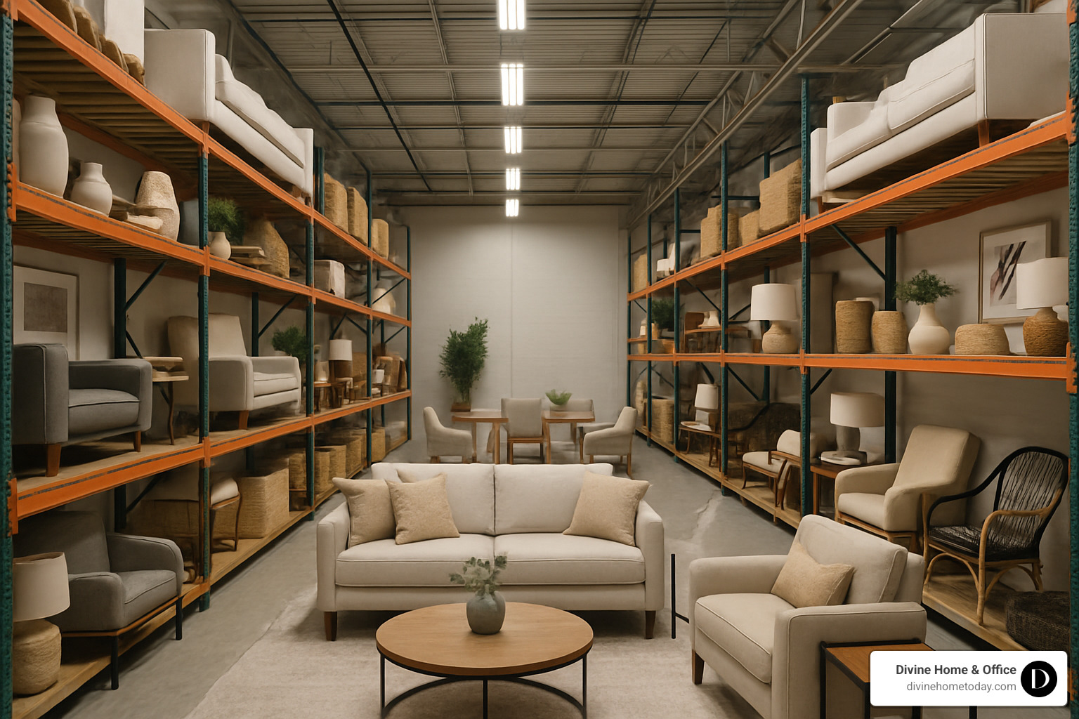 Staging warehouse with furniture inventory - Colorado home staging
