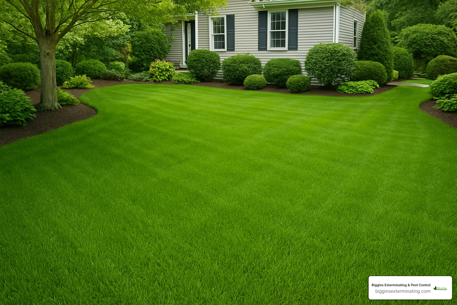 healthy dense lawn that deters cicada killer nesting - treatment for cicada killer wasps