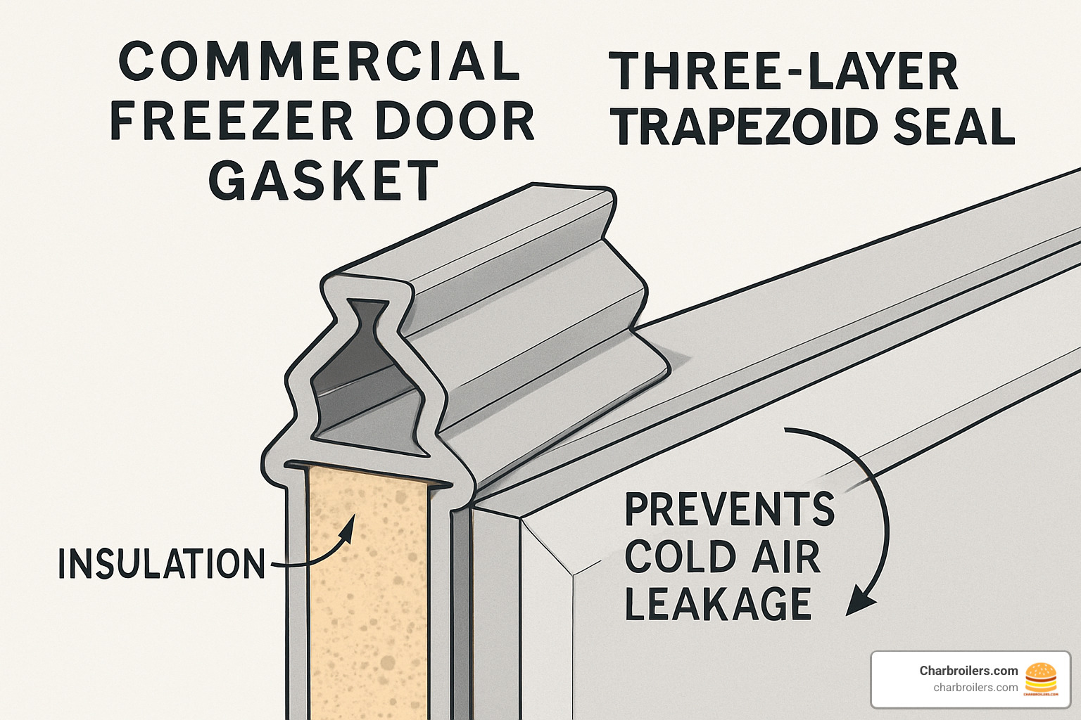 door gasket cutaway - haier commercial frost free freezer