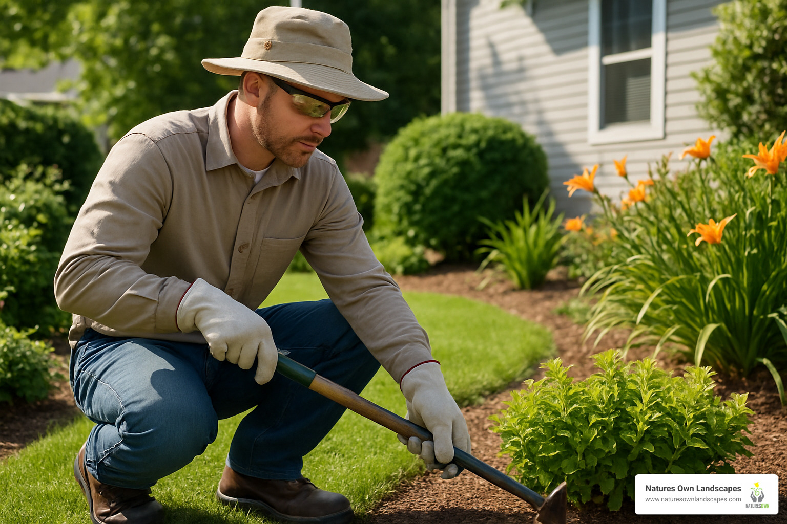 gardener wearing proper PPE - general landscaping