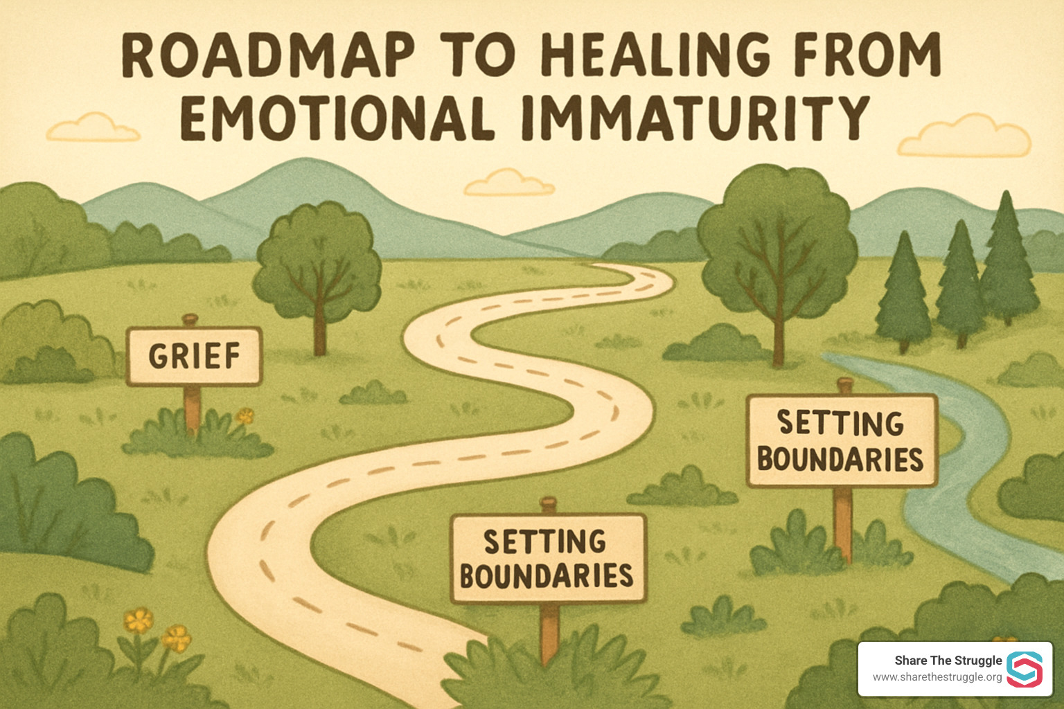 roadmap showing stages of healing from emotional immaturity - adult children of emotionally immature parents