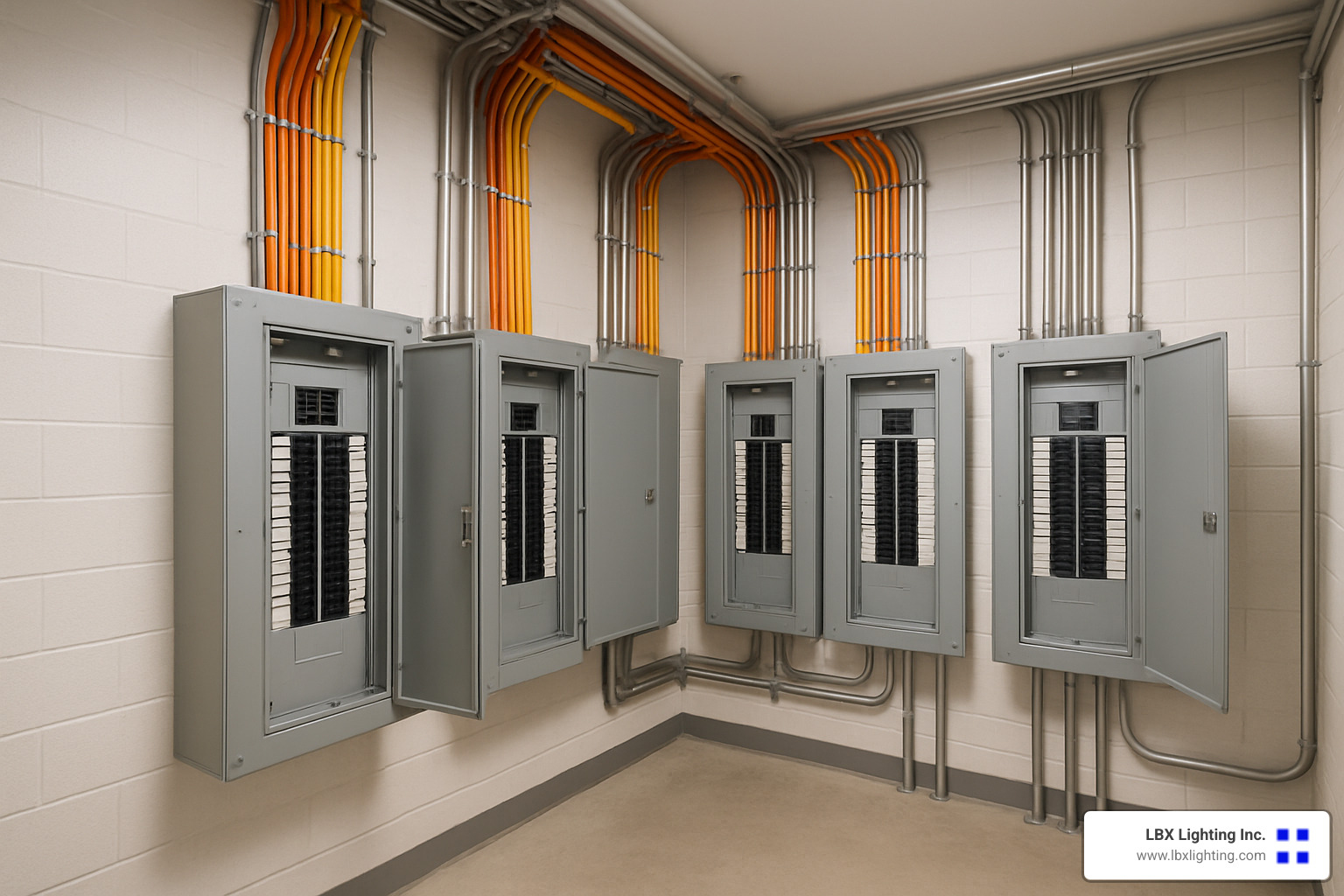 multifamily electrical panel room with organized circuit distribution - electrical installation services