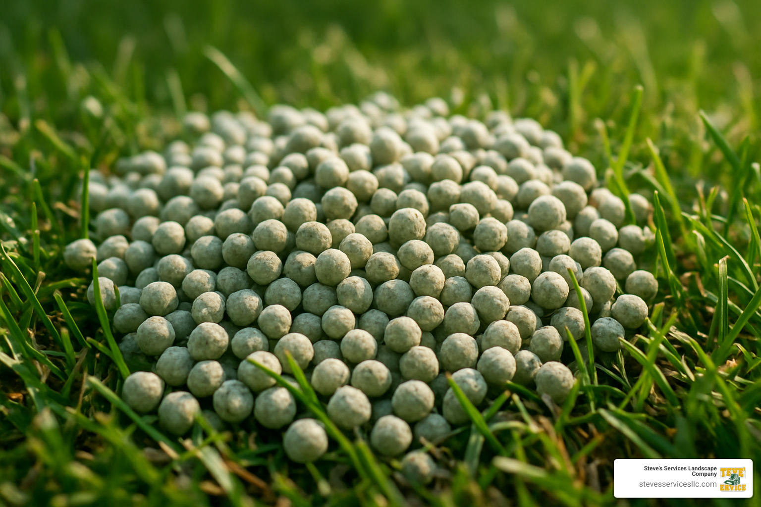 fertilizer granules close-up - lawn feed fertilizer