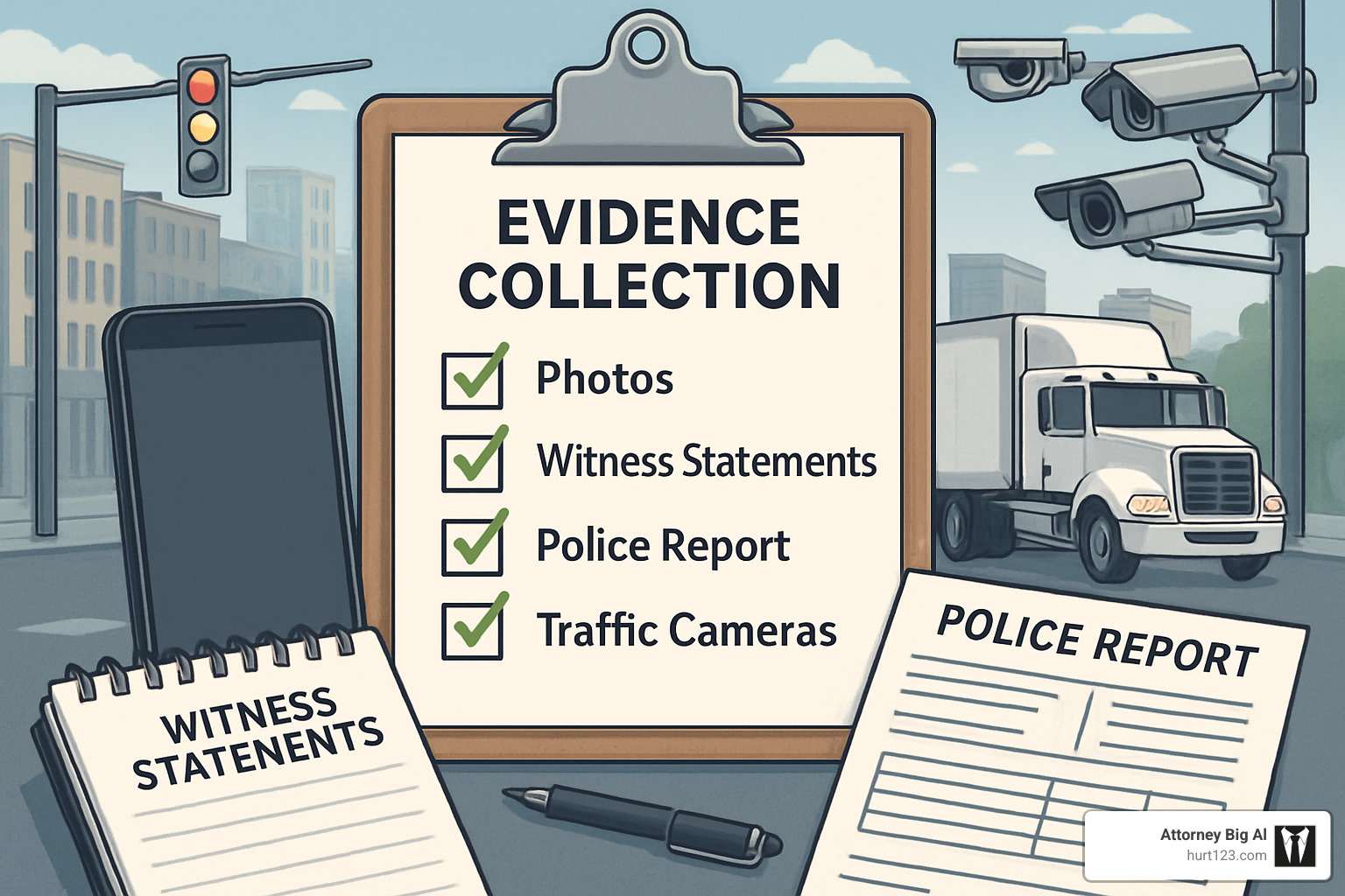 Evidence collection checklist for truck accident personal injury claims - truck accident personal injury