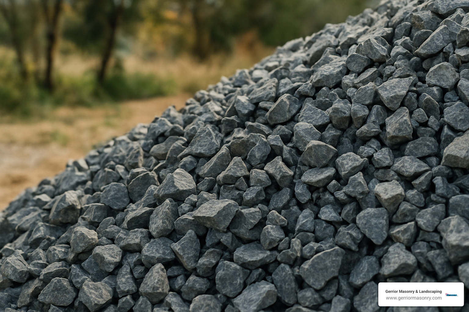 wall rock stockpile showing angular crushed stone - base for retaining wall