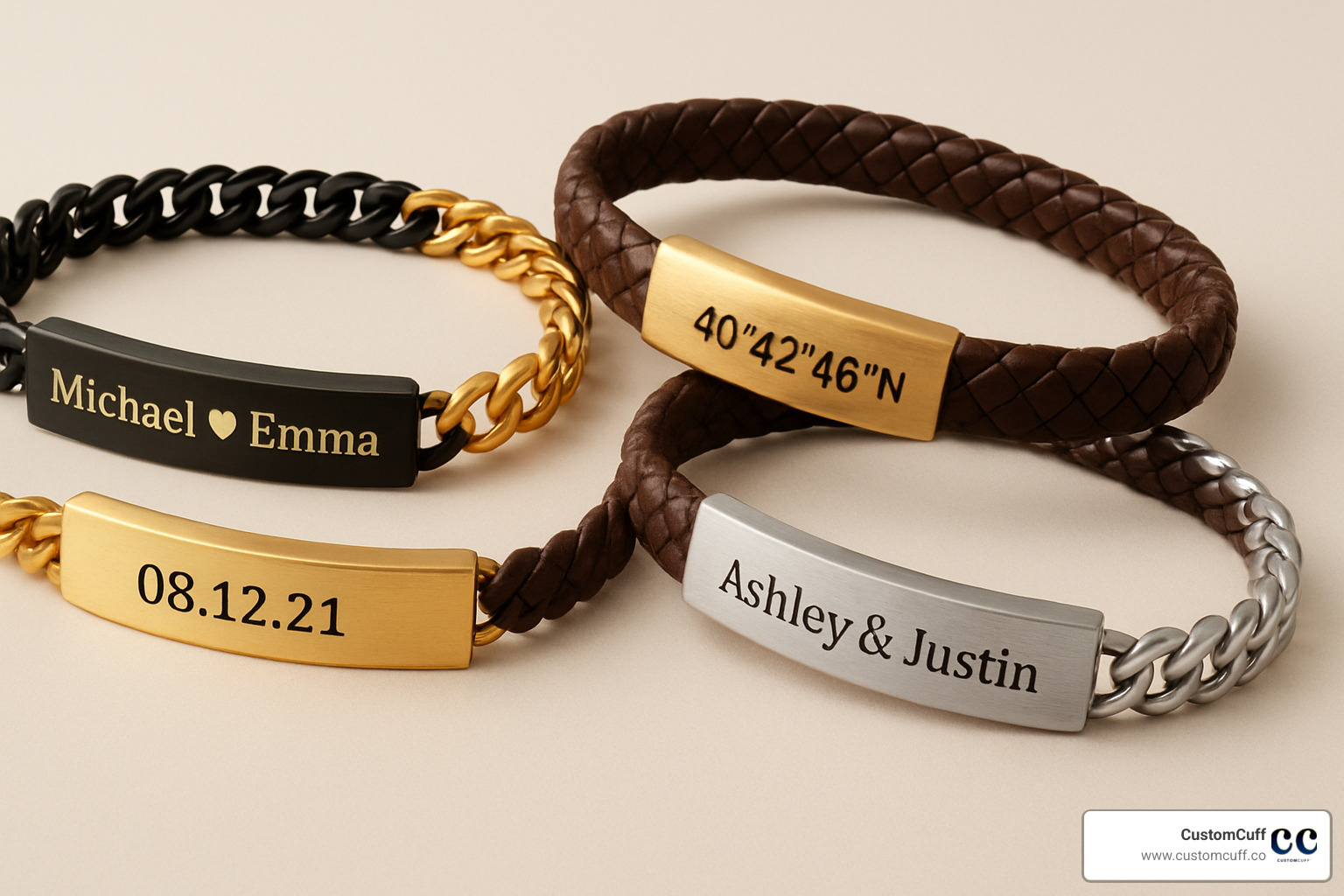 Stylish product lineup showing various custom name bracelets for couples in different materials and designs - custom name bracelets for couples