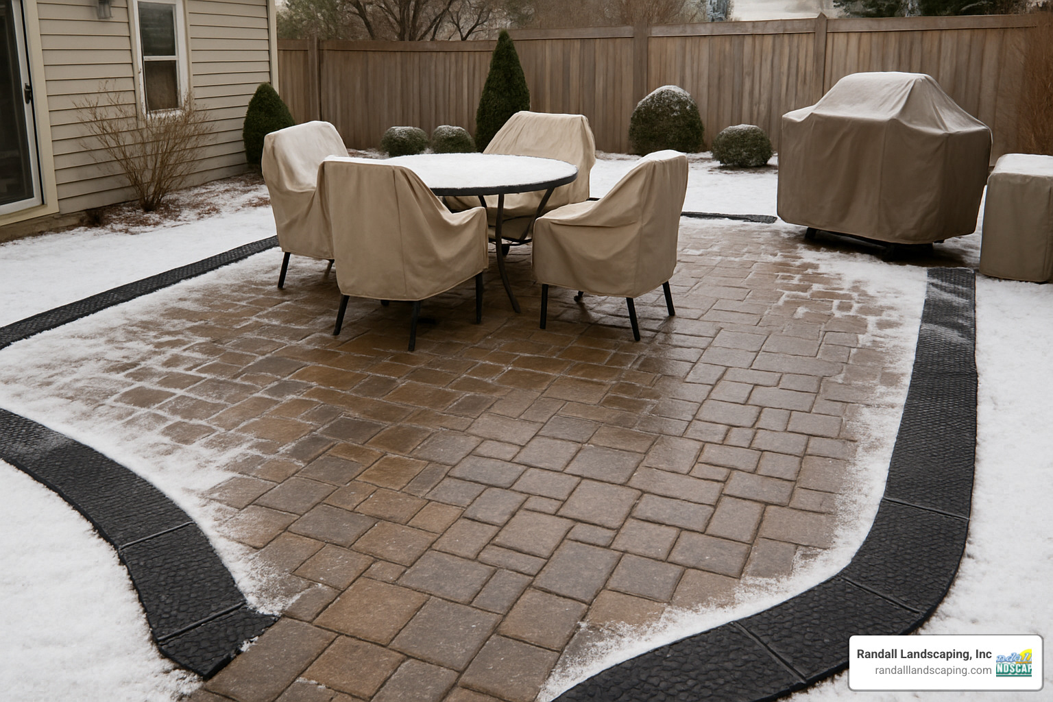 Sealed paver patio with winter snow protection - patio design and construction