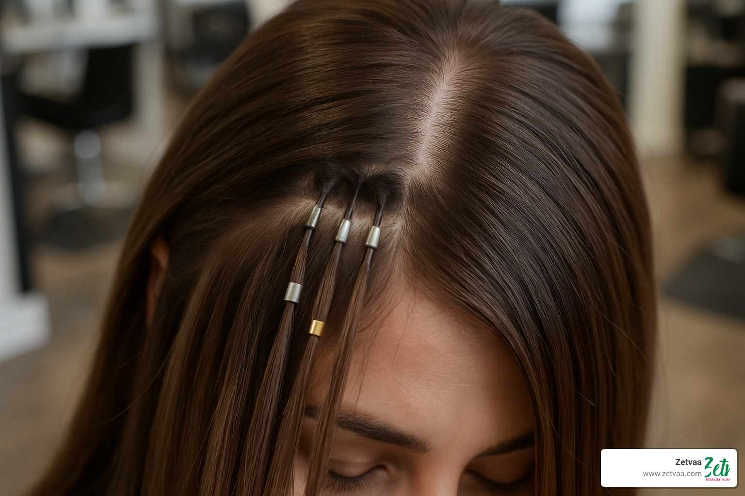 close-up of bead slippage on I-tip extensions - itip extensions maintenance