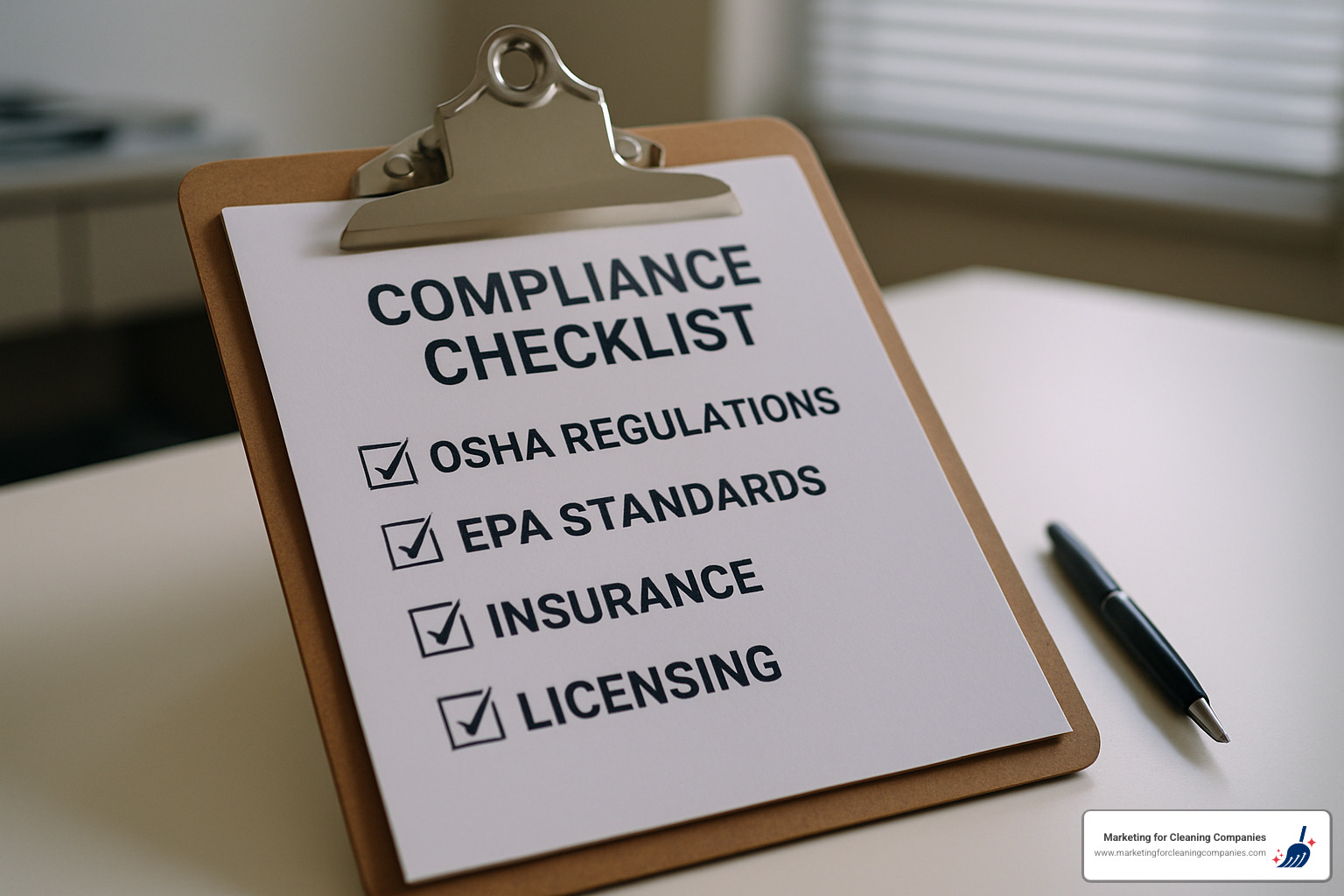 compliance checklist on clipboard - cleaning business market research