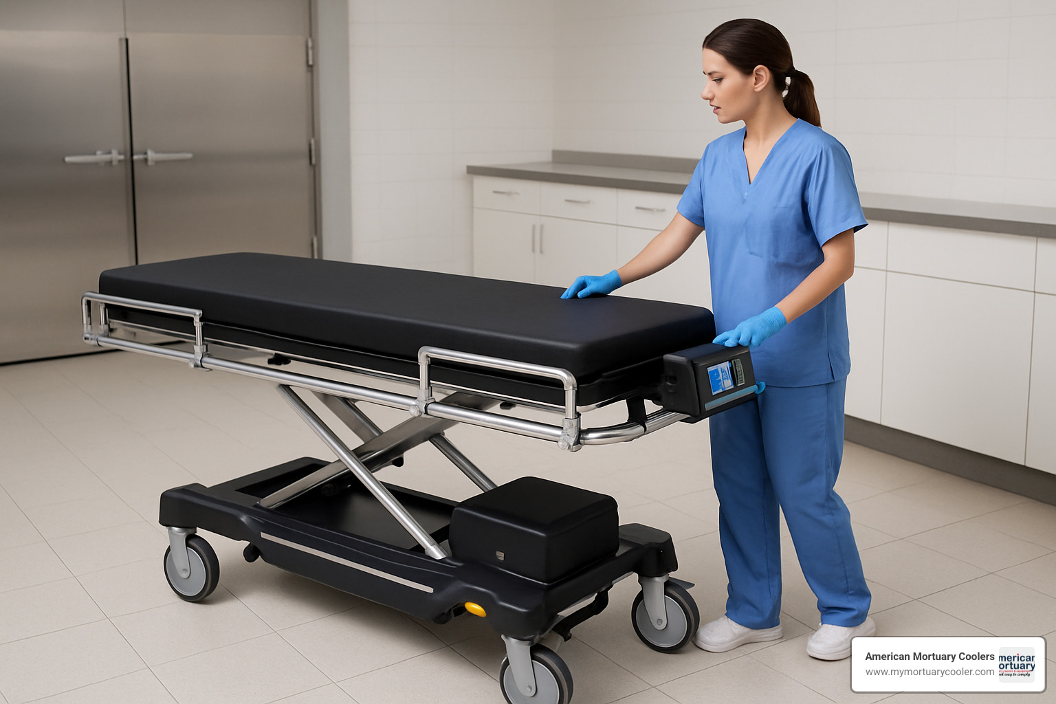 motorized morgue gurney with advanced features - morgue gurney