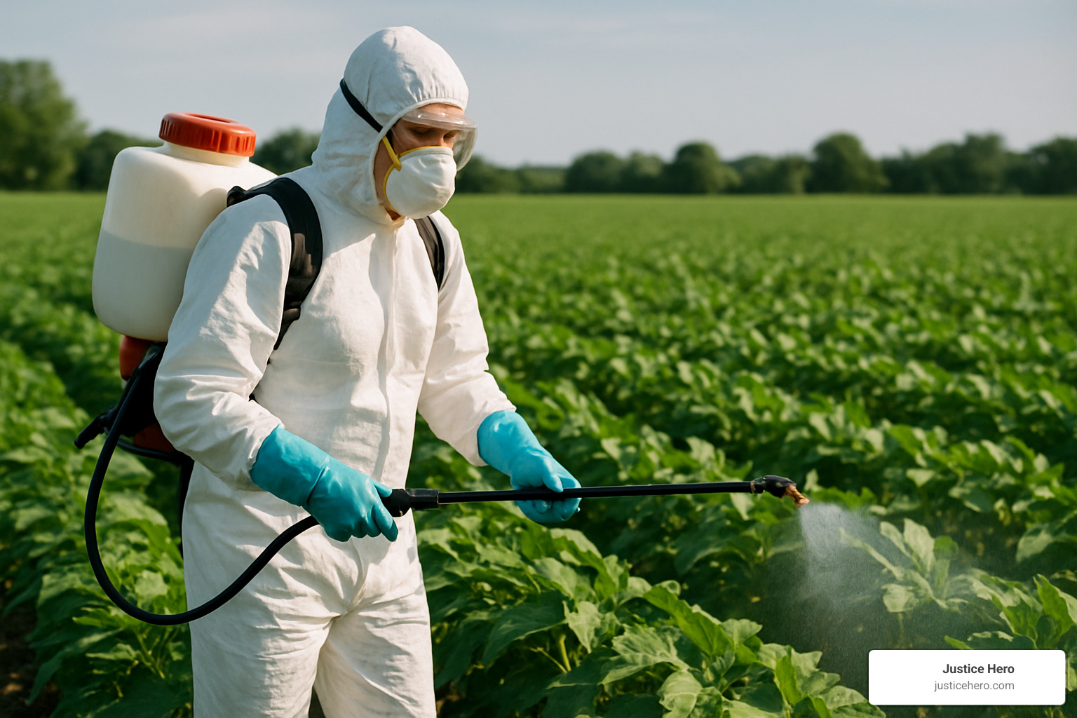 Agricultural worker spraying crops with protective equipment - what cancers are included in the roundup lawsuit