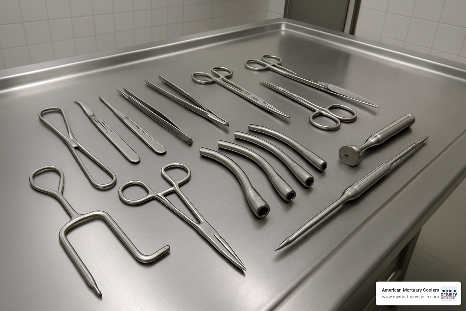Standard embalming instrument kit layout - Mortuary Tools