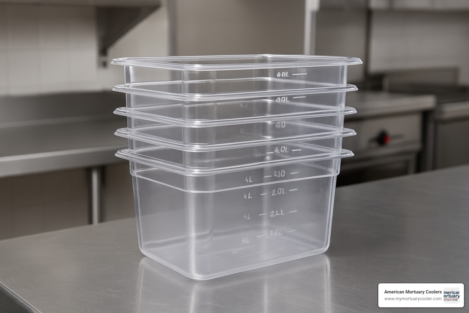 stacked polycarbonate pans - coolers with trays