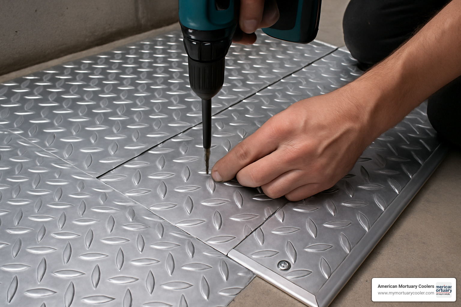 Diamond plate aluminum installation showing proper fastener placement, thermal expansion gaps, and edge trim details - diamond plate aluminum sheets