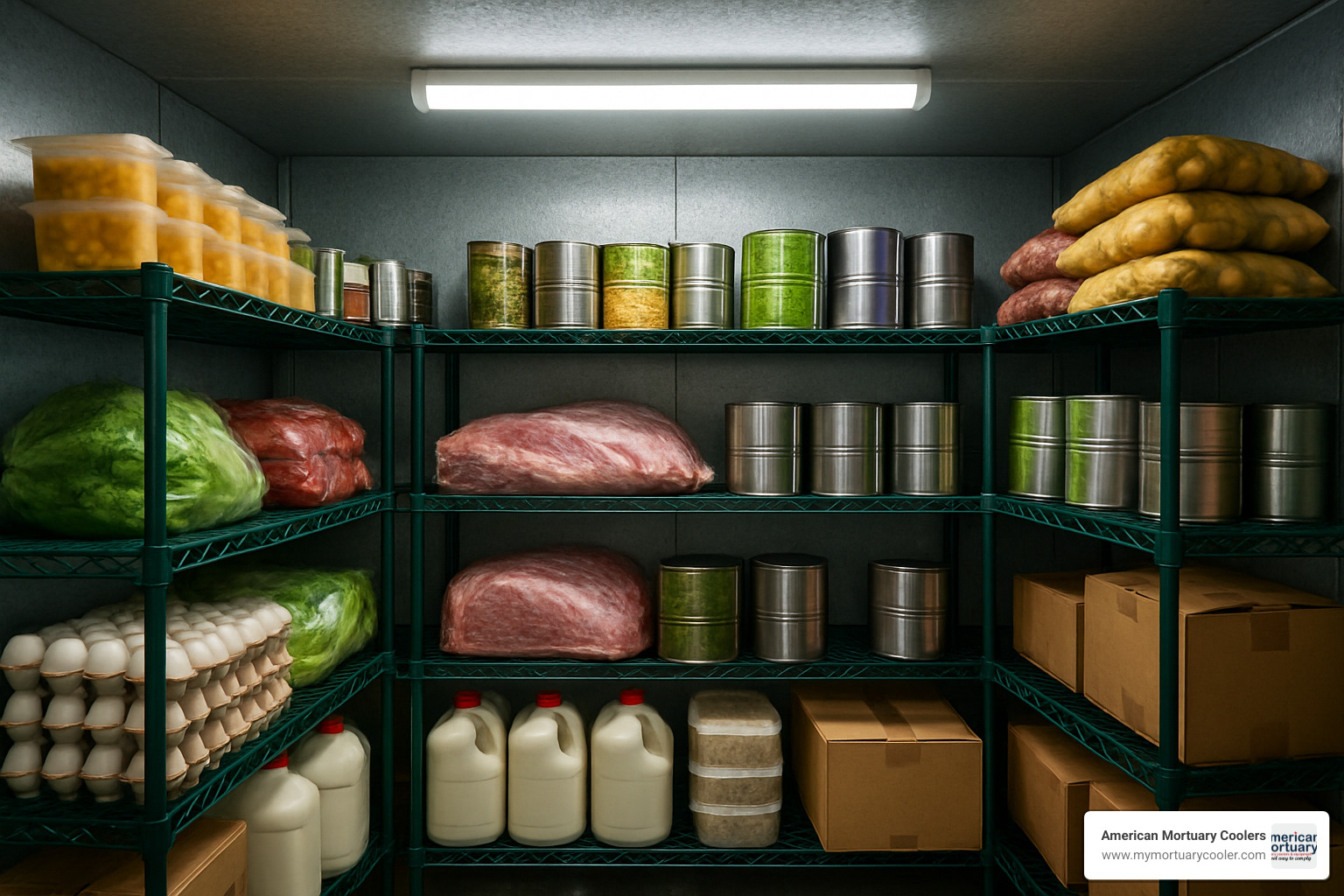 shelving and LED lights - affordable walk in cooler