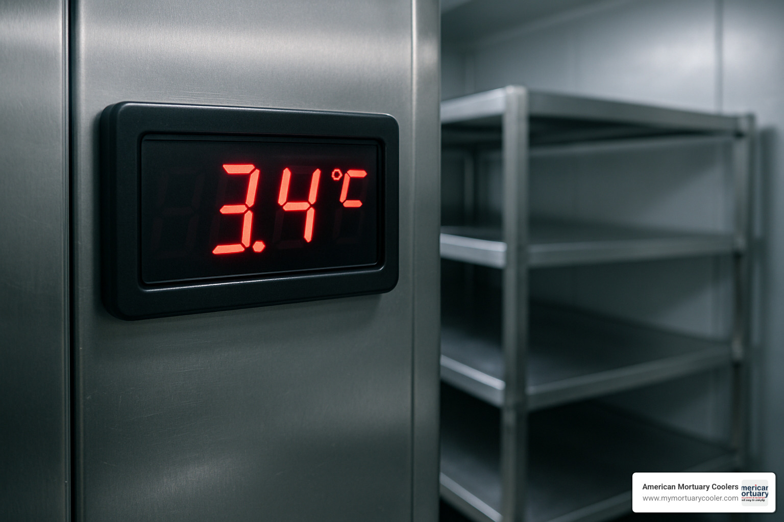 digital temperature gauge in mortuary cold room - mortuary cold rooms