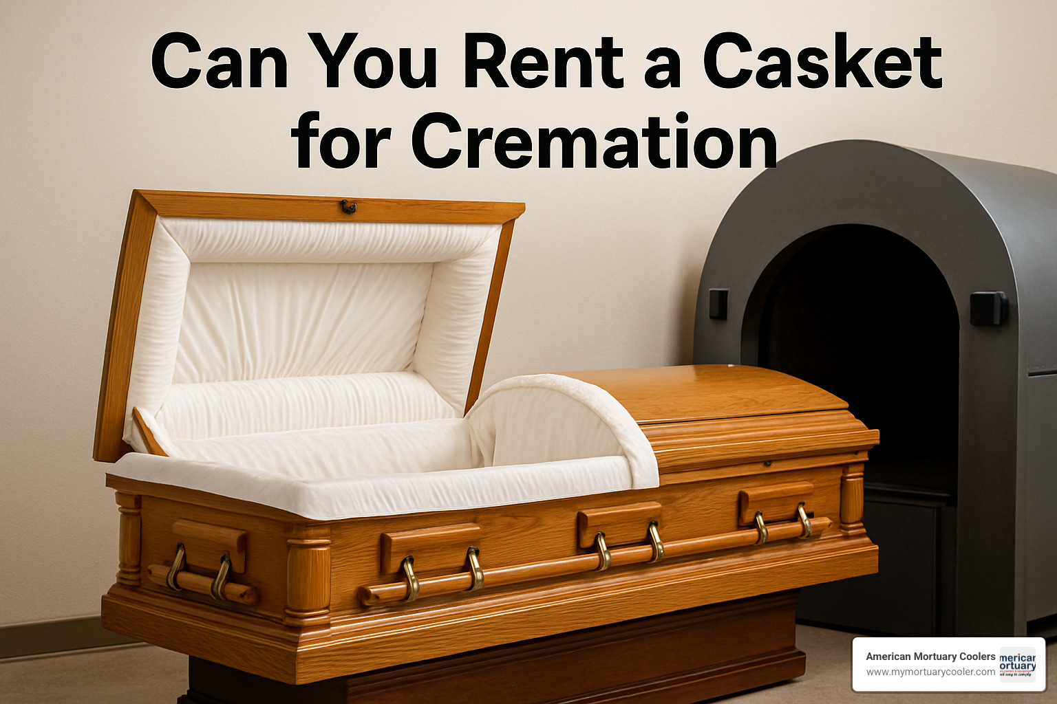 Cross-section view of a rental casket showing the outer shell and removable insert - can you rent a casket for cremation