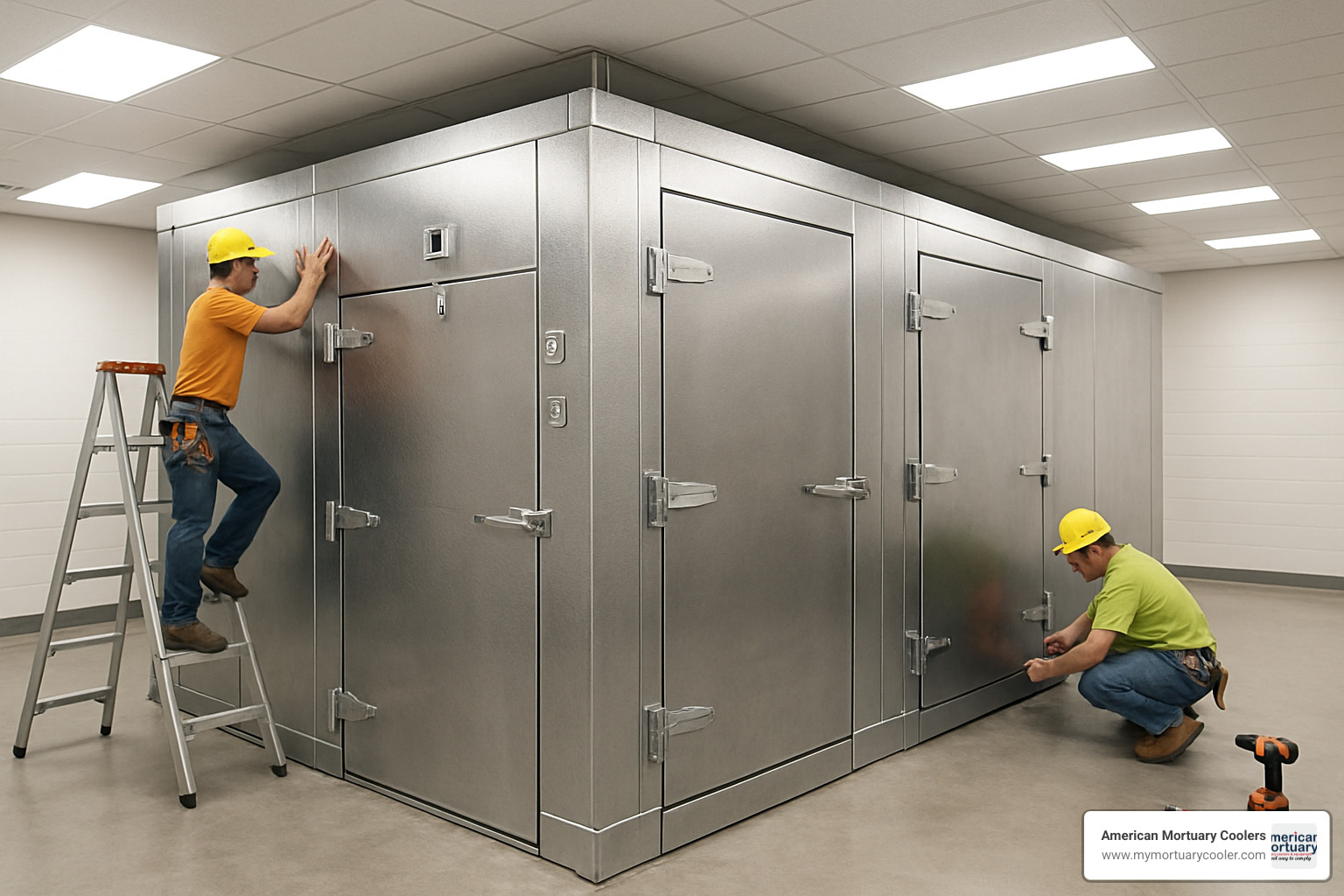 Large custom mortuary cooler installation - walk in cooler financing