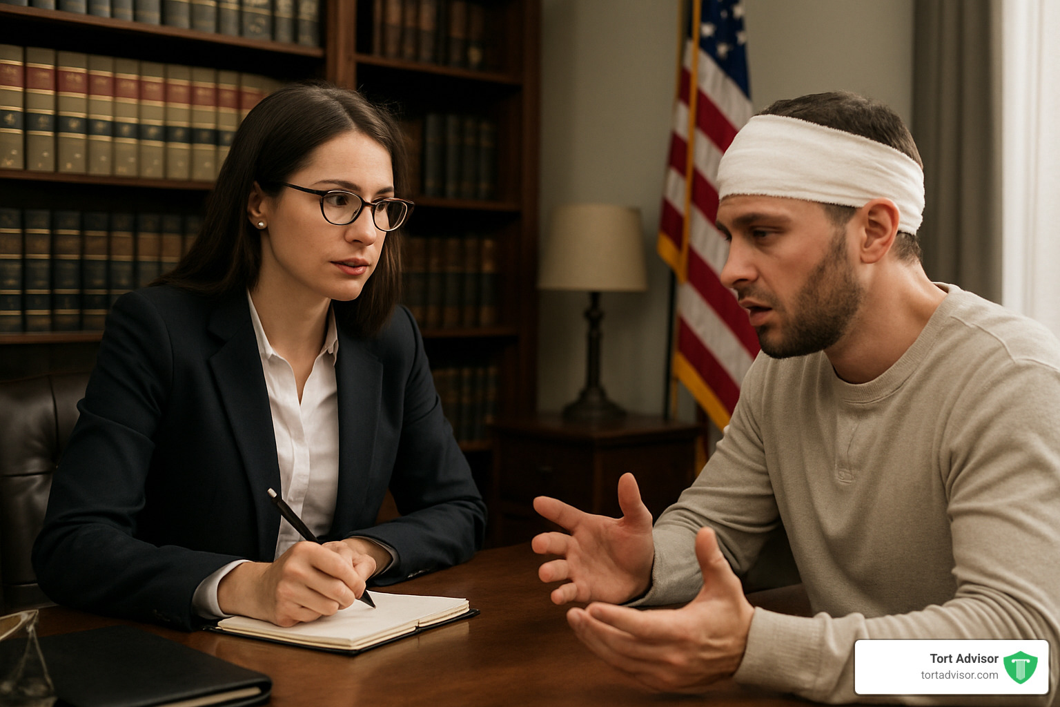 Attorney consulting with brain injury client - brain injury attorneys near me