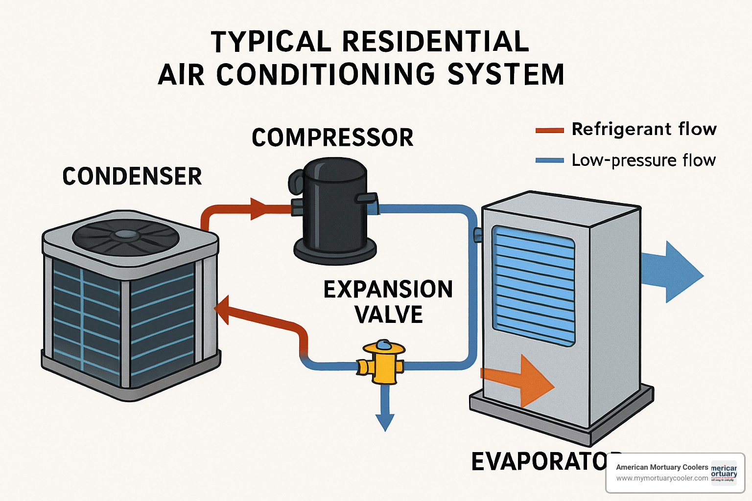 AC system components diagram - freon ac