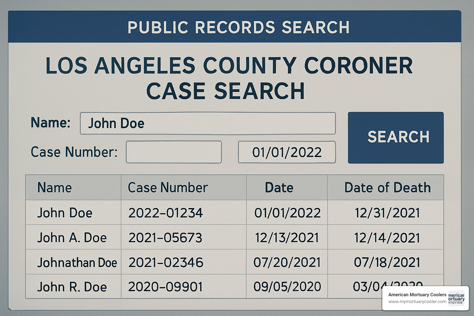 case search interface screenshot - coroner los angeles