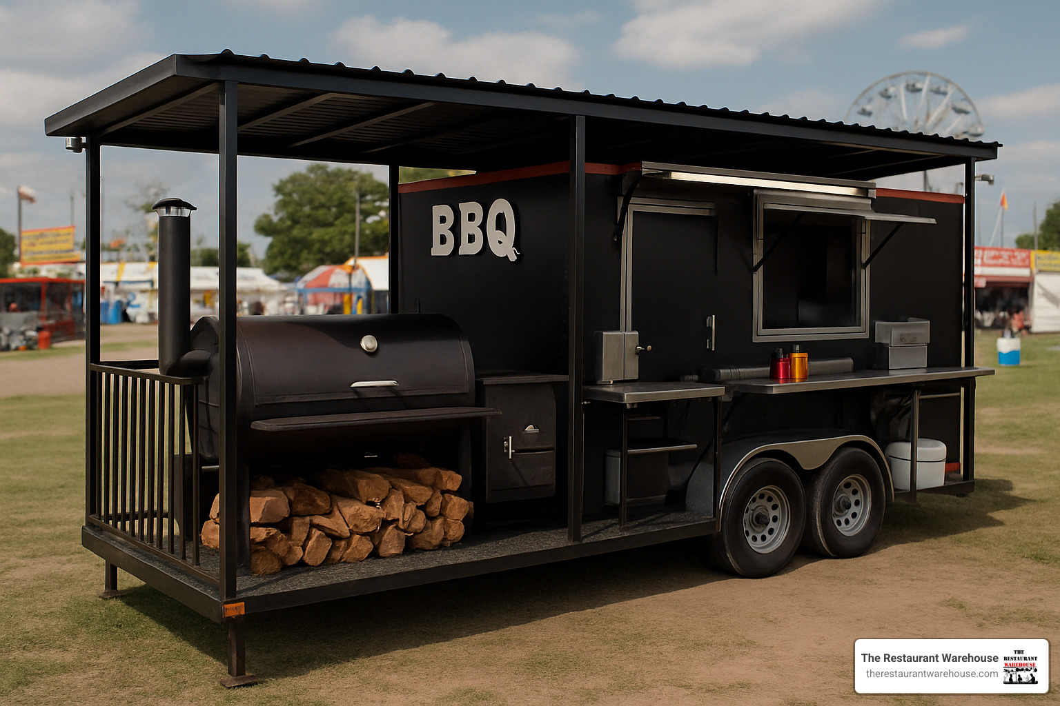 BBQ porch trailer with smoker setup - concession trailer equipment for sale
