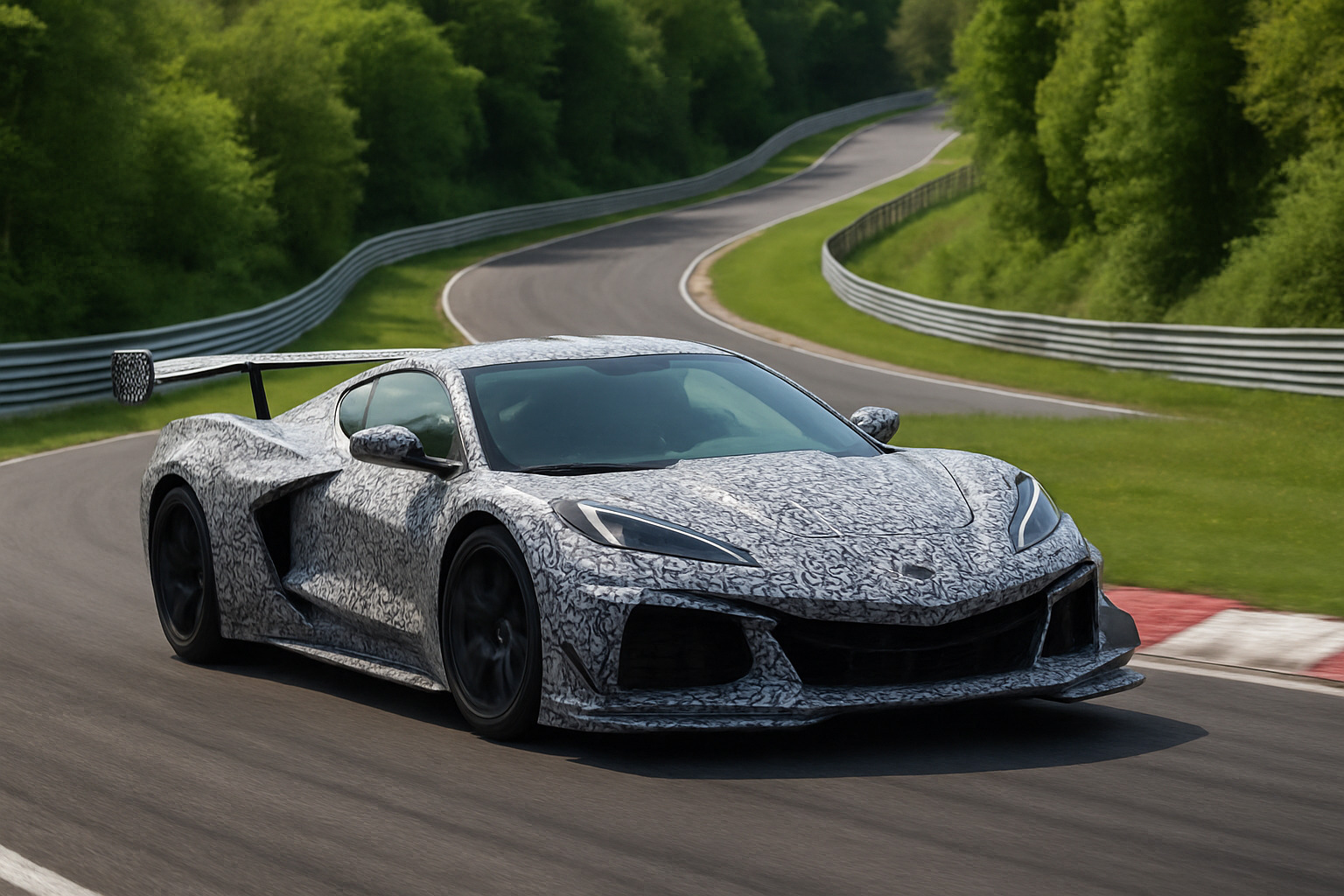 Camouflaged Corvette ZR1 testing at Nürburgring with aerodynamic modifications - latest sports car news