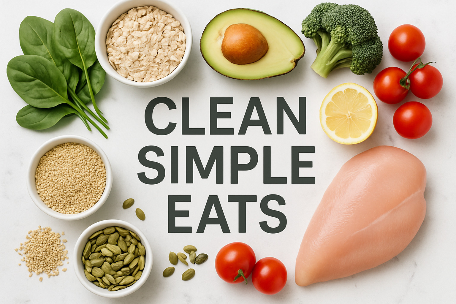 Clean Simple Eats app interface showing barcode scanner, meal logging, and automated grocery list features -  clean simple eats